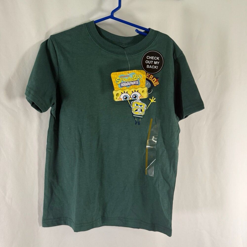 New Spongebob Squarepants Boys Unisex Kids Small Green Short Sleeve Football